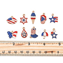 20Pcs 10 Styles Independence Day Alloy Enamel Pendants&nbsp;ENAM-FP0001-84