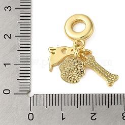 Rack Plating Brass Micro Pave Clear Cubic Zirconia European Dangle Charms&nbsp;KK-P279-34G