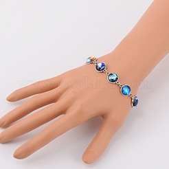 Tibetan Style Alloy Starry Sky Printed Glass Link Bracelets&nbsp;X-BJEW-JB01675