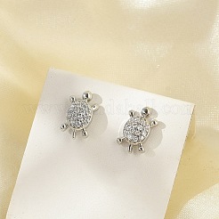 Brass Micro Pave Clear Cubic Zirconia Stud Earrings&nbsp;EJEW-R016-26P-03