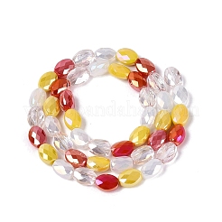 Electroplate Imitation Jade & Opaque & Transparent Glass Beads Strands&nbsp;EGLA-Q135-6x8MM-01B
