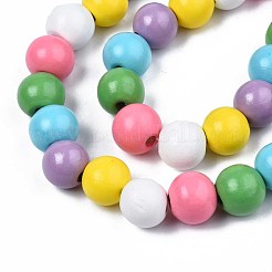 Halloween Spray Painted Natural Wood Beads Strands&nbsp;WOOD-S053-55A