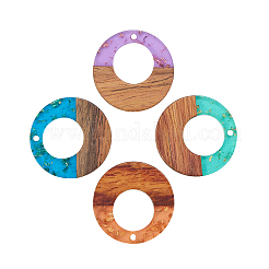 Transparent Resin & Walnut Wood Pendants&nbsp;RESI-CJ0001-73