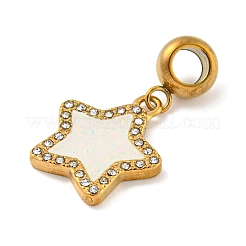 Ion Plating(IP) 304 Stainless Steel Pave Crystal Rhinestone European Dangle Charms&nbsp;STAS-U005-45G-02