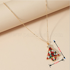 Christmas Tree Alloy Rhinestone Pendant Necklaces & Stud Earrings & Rings & Brooch Sets&nbsp;WG792CD-05