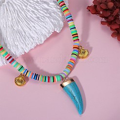 Handmade Polymer Clay Heishi Beads Pendant Necklaces&nbsp;NJEW-JN02817