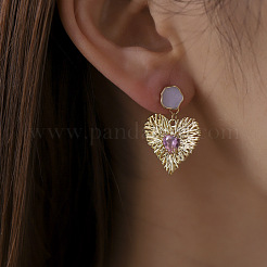 Valentine's Day Brass & Rhinestone Dangle Stud Earrings&nbsp;WG53AB5-01