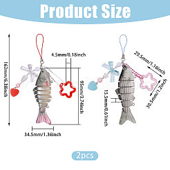 2Pcs 2 Colors Resin Fish Pendant Decorations&nbsp;HJEW-CA0001-79