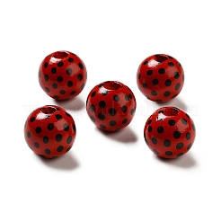 Printed Wood Round Beads&nbsp;WOOD-C012-01B