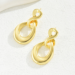 Fashionable Vintage Geometric Symbol Irregular Teardrop Brass Dangle Stud Earrings&nbsp;IJ5546