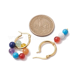 7 Chakra Theme Natural Mixed Gemstone Asymmetrical Earrings&nbsp;EJEW-JE05706