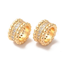 Rack Plating Brass Micro Pave Cubic Zirconia European Beads&nbsp;KK-M242-04G