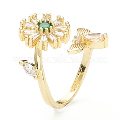 Brass Micro Pave Cubic Zirconia Cuff Rings&nbsp;ZIRC-M117-01G