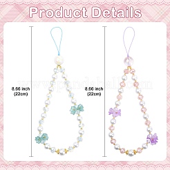 2Pcs 2 Styles Glass & Acrylic Mobile Straps&nbsp;HJEW-SZ00106