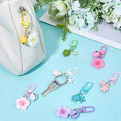 8Pcs Flower & Turtle & Starfish Synthetic Turquoise Pendant Decorations&nbsp;HJEW-BM0001-31