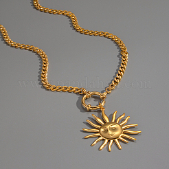 European Style 304 Stainless Steel Smiling Face Sun Pendant Necklaces for Women&nbsp;YY1418