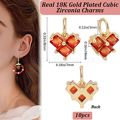 10Pcs Brass Cubic Zirconia Charms&nbsp;ZIRC-BBC0003-05