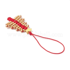 3Pcs Christmas Tree Glass Seed Beaded Pendant Decorations&nbsp;HJEW-MZ00373