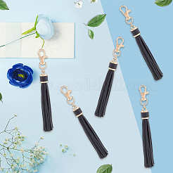 10Pcs Imitation Leather with Light Gold Alloy Clasps Tassel Big Pendants Decorations&nbsp;AJEW-CL0003-14C
