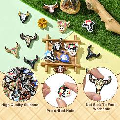 24Pcs 12 Styles Cattle Head Silicone Focal Beads&nbsp;SIL-CJ0002-14