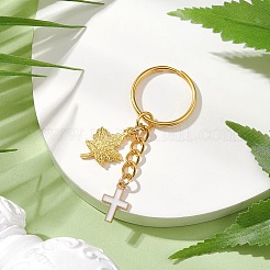 Maple Leaf & Cross Alloy Enamel Charm Keychains&nbsp;KEYC-JKC00985-02