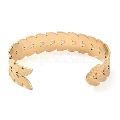 304 Stainless Steel Leafy Branch Cuff Bangle for Women&nbsp;BJEW-D061-06G