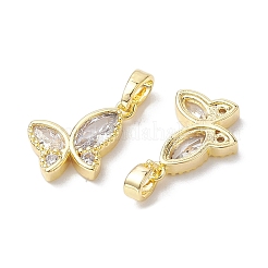 Brass Micro Pave Clear Cubic Zirconia Pendants&nbsp;KK-K360-02G