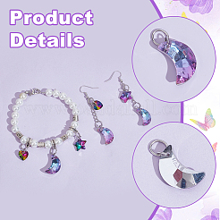 24Pcs 3 Styles Star & Moon & Heart Glass Shoes Charms&nbsp;PALLOY-PH01715