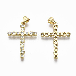 Brass Micro Pave Clear Cubic Zirconia Pendants&nbsp;KK-R133-009G-NF