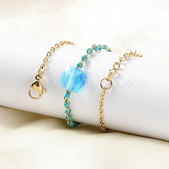 304 Stainless Steel Glass Beads Link Chain Bracelets&nbsp;BJEW-A036-14G-01