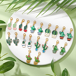 20Pcs 10 Styles Cactus Alloy Enamel Pendant Decorations&nbsp;HJEW-SC0002-14