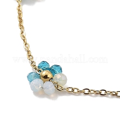 Glass Flower Link Chain Necklaces&nbsp;NJEW-H041-04G-03