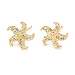 Brass Micro Pave Cubic Zirconia Stud Earrings&nbsp;EJEW-G471-29A-G
