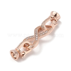 Rack Plating Brass Micro Pave Cubic Zirconia Fold Over Clasps&nbsp;KK-K377-12RG