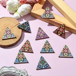 24Pcs 4 Colors Printed Natural Basswood Pendants&nbsp;WOOD-CJ0001-93