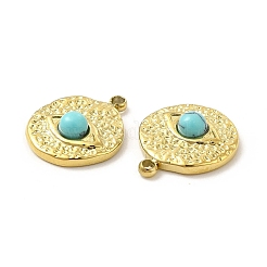Natural Turquoise Flat Round with Eye Charms&nbsp;STAS-J401-VC559