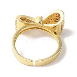 Bowknot Brass Micro Pave Clear Cubic Zirconia Open Cuff Rings for Women&nbsp;LS-RJEW-C098-21G