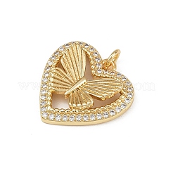 Brass Micro Pave Clear Cubic Zirconia Pendants&nbsp;KK-S528-15G
