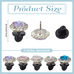 20Pcs 5 Styles Flat Round Brass Glass Brooches&nbsp;JEWB-PH01292