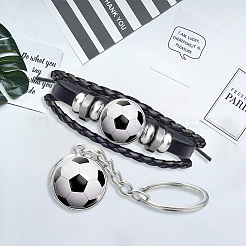 CutHollow Glass Football Jewelry Set&nbsp;SJEW-CL0001-01