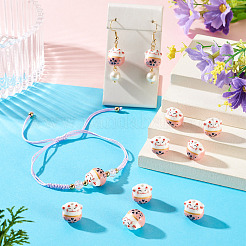 9Pcs Handmade Printed Porcelain Beads&nbsp;PORC-TADJ0001-01D