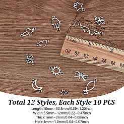 120Pcs 12 Styles Tibetan Style Alloy Links Connector Charms&nbsp;FIND-GA0005-51