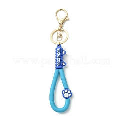 Cat Paw Print PVC & Iron Alloy Lobster Claw Clasp Keychain&nbsp;KEYC-JKC01105-04