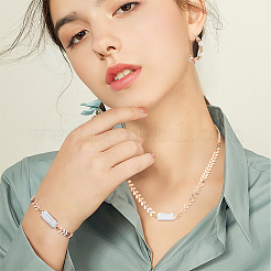6Pcs Electroplate Natural Baroque Pearl Keshi Pearl Rectangle Connector Charms&nbsp;PEAR-HS0001-29