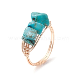 4Pcs 4 Style Natural & Synthetic Mixed Gemstone Chips Braided Bead Finger Rings&nbsp;RJEW-TA00111