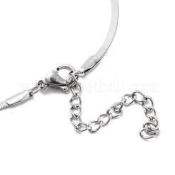 304 Stainless Steel Flat Snake Chain Bowknot Pendant Necklaces for Women&nbsp;NJEW-Z050-01P-02