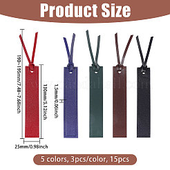 15Pcs 5 Colors PU Leather Bookmark&nbsp;AJEW-GL0003-24