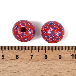 Independence Day Theme Wood European Beads&nbsp;WOOD-Z005-01