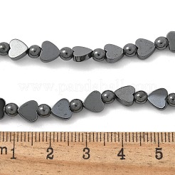 Round Heart Synthetic Non-Magnetic Hematite Beaded Necklaces&nbsp;NJEW-R020-02
