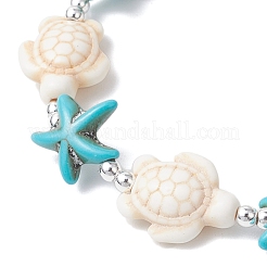 Synthetic Turquoise Beaded Stretch Bracelets for Men Women&nbsp;BJEW-JB11760-02